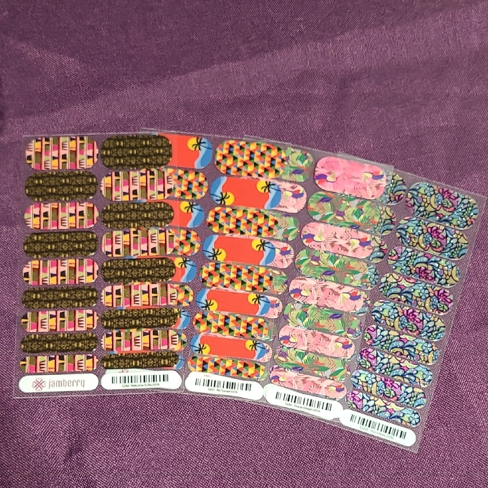 Jamberry Tropical and Floral Nail Wraps - Lot Of 4 Sheets - RIO OLYMPICS